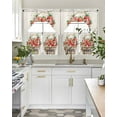 thumbnail image 5 of Strawberry Kitchen Curtains Swag Valance and Tier Curtains Set 36 Inch Length, Summer Fruits Basket Botanical Floral Rod Pocket Drape Panels Pair Swag Curtain for Bathroom/Cafe/Window, 5 of 6