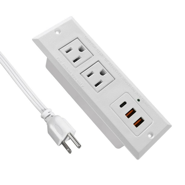 4 LEAF Regleta Multicontacto Escritorio USB C 20W PD Carga Rápida, Tira de Alimentación Empotrable T