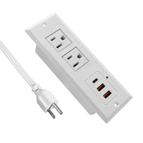 4 LEAF Regleta Multicontacto Escritorio USB C 20W PD Carga Rápida, Tira de Alimentación Empotrable T