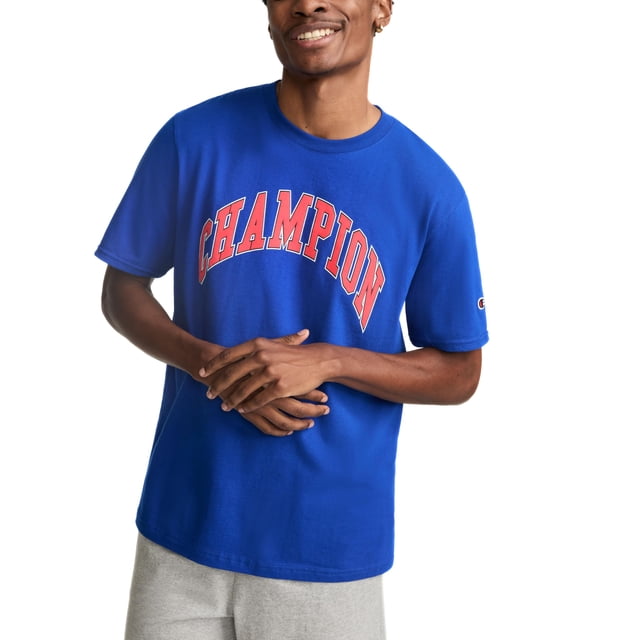 Camiseta clásica gráfica para hombre Champion con logo arqueado en bloques, XXL