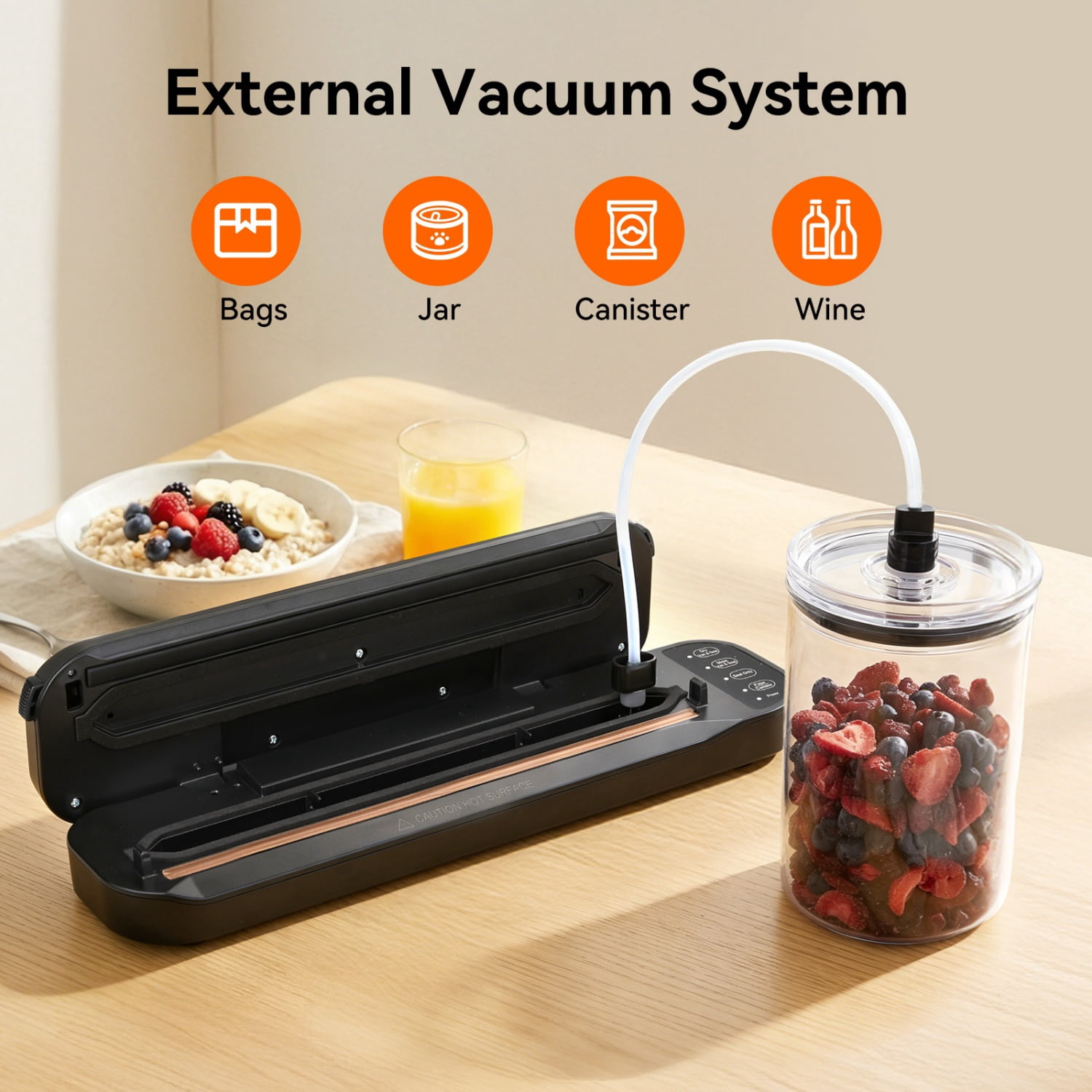 LifEasy VS2203 Food Vacuum Sealer Machine, 80kPa, 6-in-1 Modes, Dry & Moist Modes, Built-in Cutter, External Suction, 2 Rolls Bags & Starter Kit