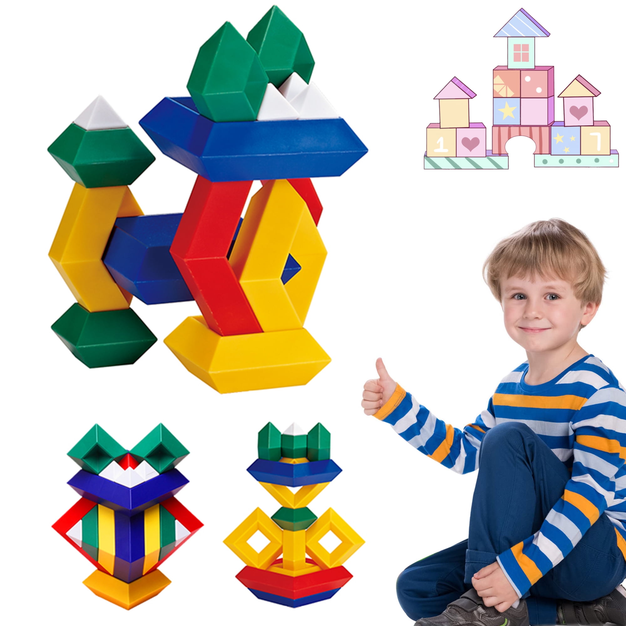 Adofi Building Blocks Stacking Toys for Kids Stacker Toy 3D Puzzle Stem