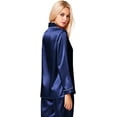 thumbnail image 4 of Women's Pyjama Set Long Sleeve Pyjamas Silk Satin Pjs Soft Button Down Sleepwear Set Loungewear, 4 of 5