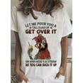 thumbnail image 1 of Short Sleeve Cartoon Chicken Print Crew Neck T-shirt for Spring & Summer, Casual Women's Clothing, 1 of 7