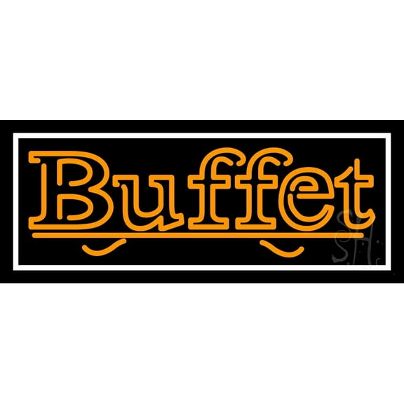 Buffet LED Neon Sign 10 x 24 - inches, Clear Edge Cut Acrylic Backing, with Dimmer - Bright and Premium built indoor LED Neon Sign for restaurant window and interior decor.