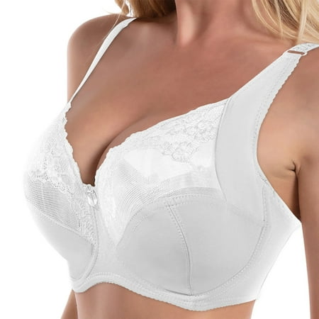 PEASKJP Cotton Bras for Women No Underwire Seamless Plunge Demi Padded T-Shirt Bra Smoothing Underwire Bra  White 95