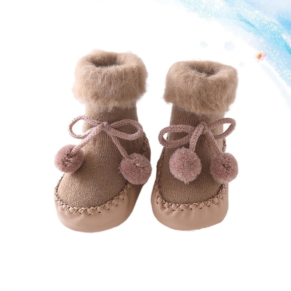 WEUVEB Baby Boy Socks Prewalker Cotton Breathable Anti-slip 1 Pair Coffee For Infants Learning to Walk