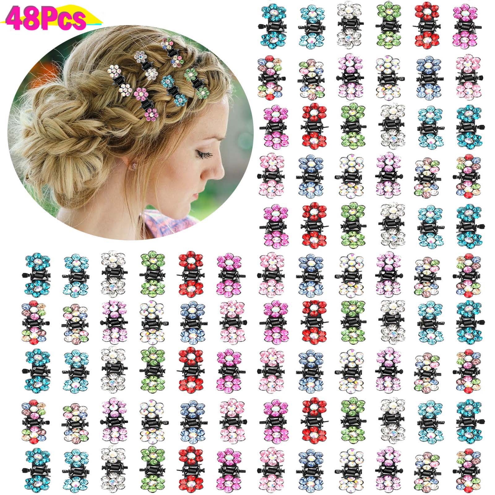 30X Mix Colored Girls Kids Baby Mini Flower Hair Claw Jaw Clips Hair Accessory 