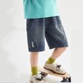 thumbnail image 5 of Staki Boys Summer Cargo Jeans Kids Baggy Elastic Waist Wide Leg Denim Pants with Pockets 5-16 Years,11-12 Years, 5 of 6
