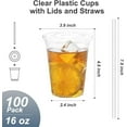 thumbnail image 2 of 100 Pack - 16 oz Clear Plastic Cups with Lids and Straws, Sturdy & Food Safe Iced Coffee Cups with lids, Disposable Plastic Smoothie Cups for Cold Drinks, 2 of 4