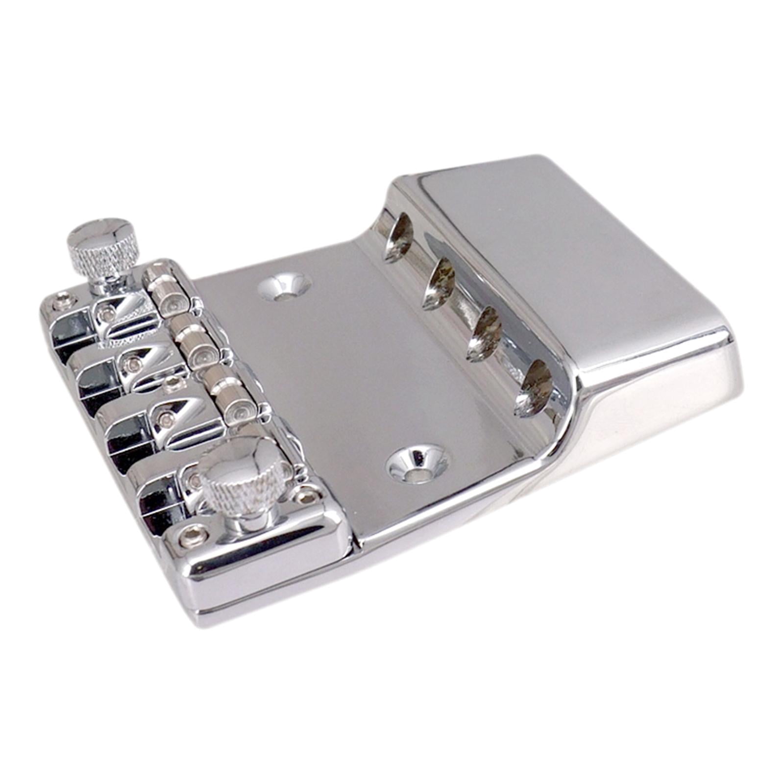 4 String Hard Tail Fixed Bass Guitar Bridge W/ 4x Screws And 2x Wrench, for Electric Guitar Bass Guitar Replacement Part, Easy to Install