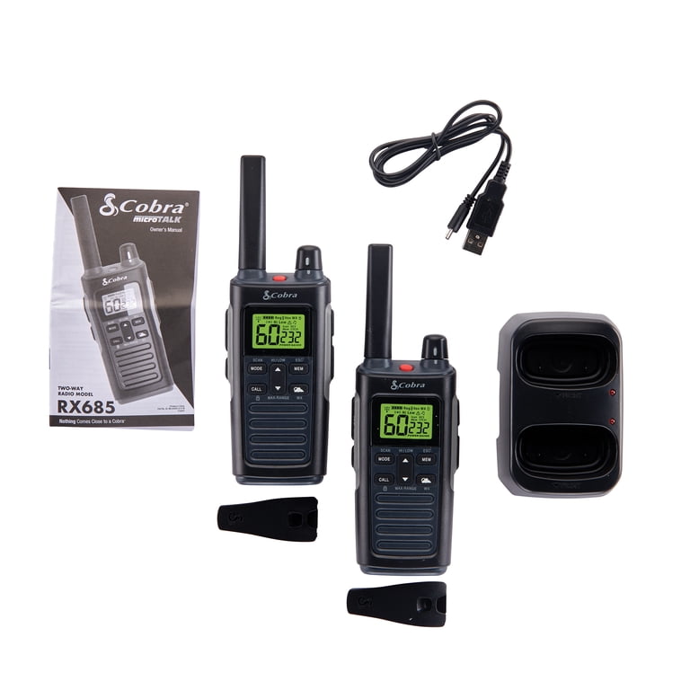 Cobra RX685 Walkie Talkies Pair, 40-Mile Range 2-Way Radios, IP54