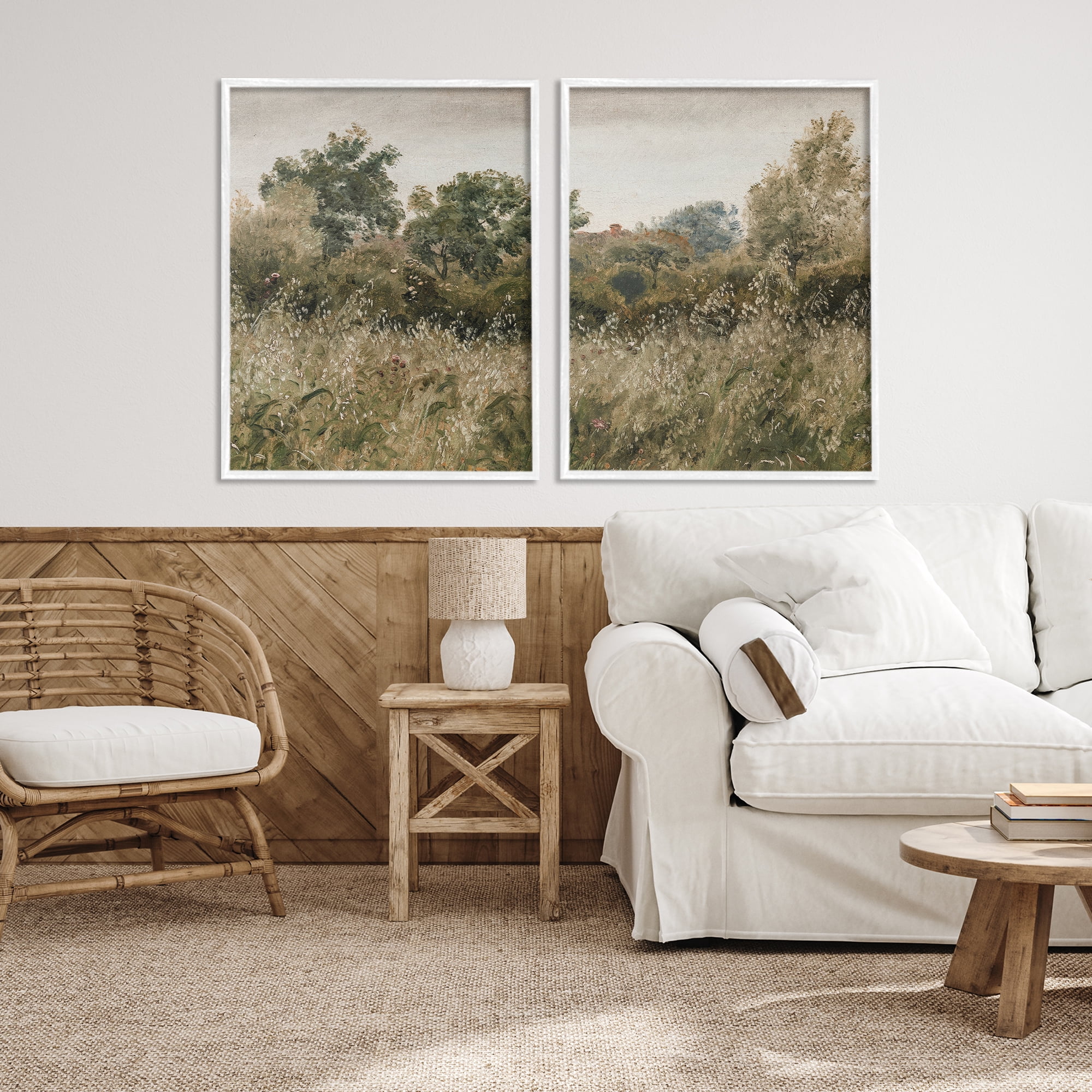 Rural Foliage Thicket 2 Piece White Framed Giclee Art Set, design by Lettered and Lined