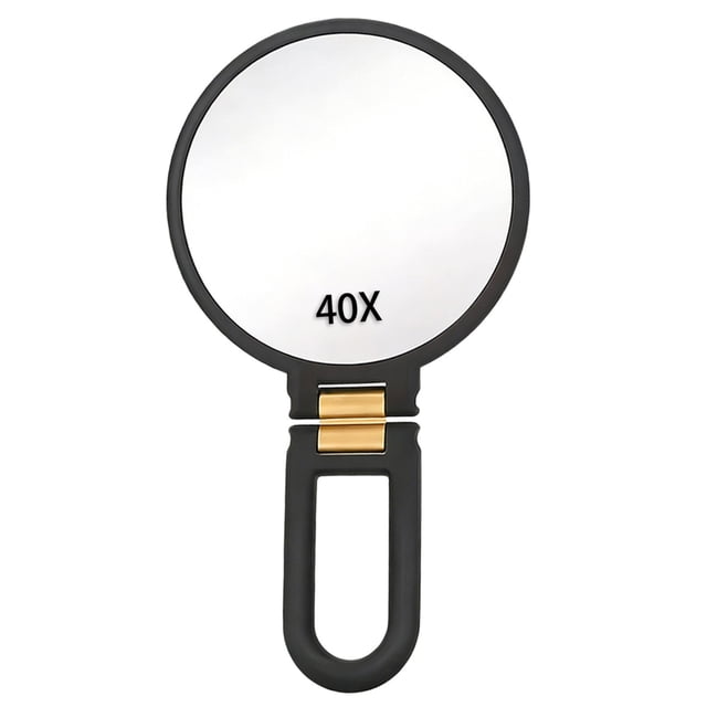 Modern Black Gold Magnifying Glass 24cm 40X Magnification Glass Double Sided Makeup Mirror Handheld Wall Mount Tabletop 360° Adjustable