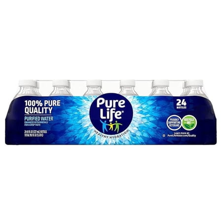 Pure Life Purified Water, 8 Fl Oz, Plastic Bottled Water, 24 Pack