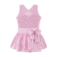 thumbnail image 3 of Zaldita Kids Girls Shiny Sequins Sleeveless Mesh Spliced Leotard Dress with Bowknot Modern Ballet Pink 10, 3 of 5