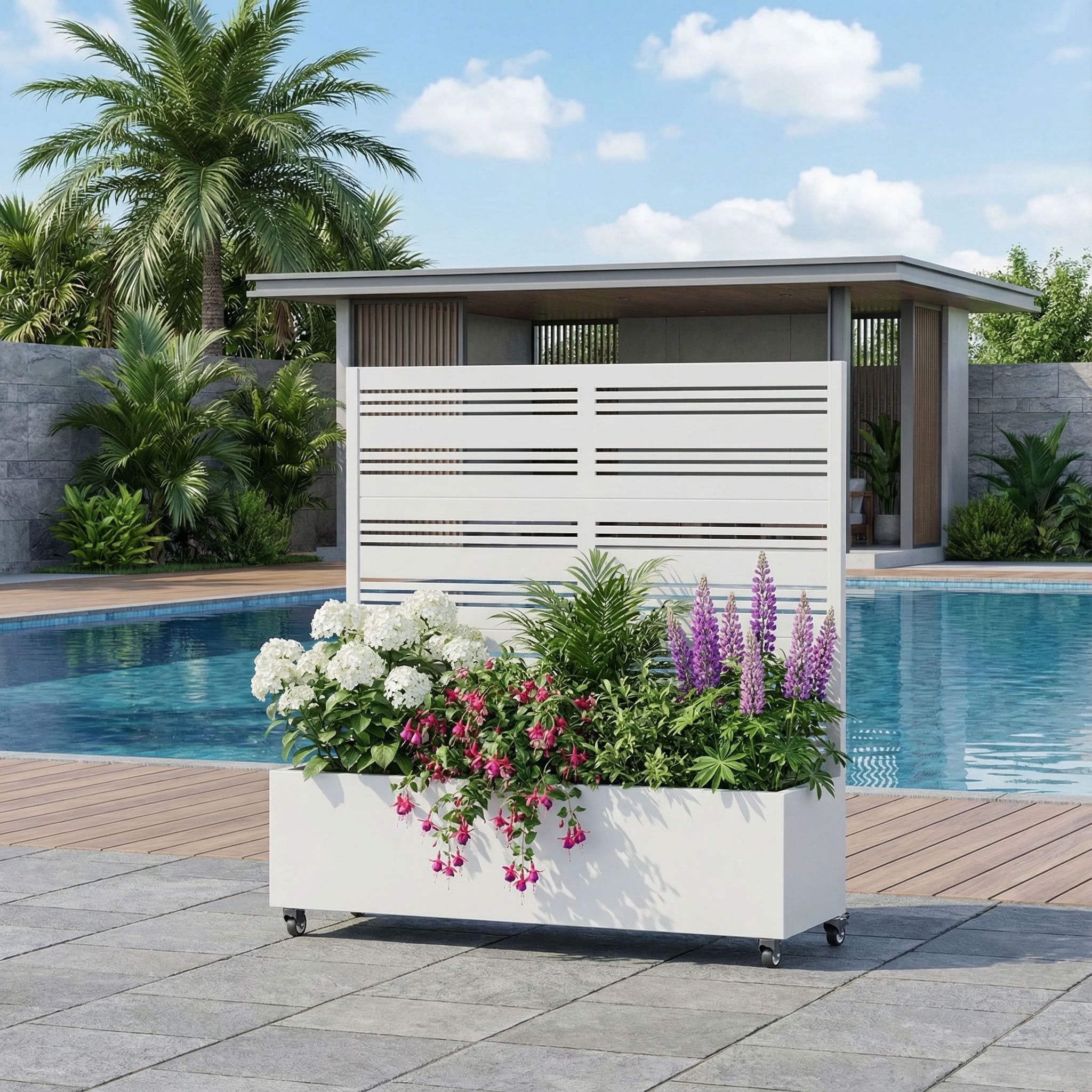 MAYEERTY 3 Panels Outdoor Metal Planter Box, Durable Weather-Resistant Planter, Decorative Metal Flower Box for Patio, Balcony, Garden