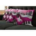thumbnail image 2 of Ambesonne City Throw Pillow Cover 4 Pack, Urban Bass Guitar Rock, 16", Hot Pink Pale Grey Black, 2 of 6