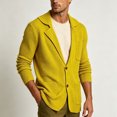 thumbnail image 4 of LYSMORA Men's Waffle Knit Blazer Notched Lapel Button Front Long Sleeve Knit Sport Coat for Office and Social Gatherings, 4 of 5