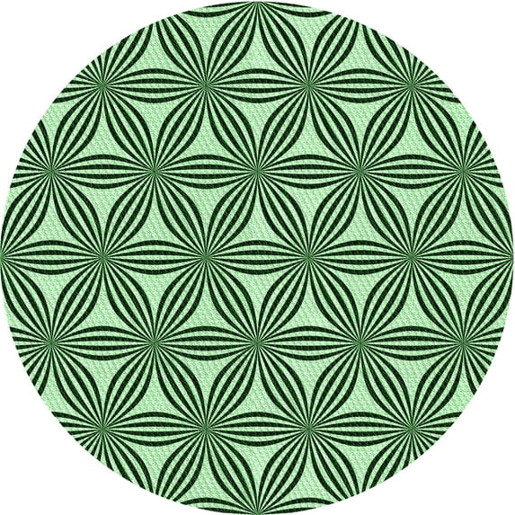 Ahgly Company Indoor Round Patterned Dark Forest Green Area Rugs, 8' Round