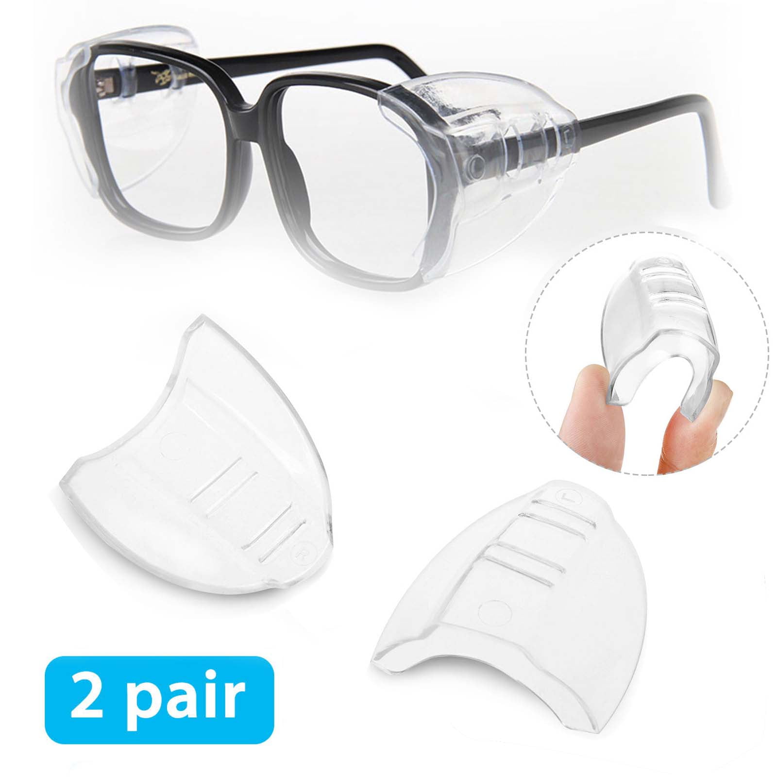 4Pcs Clear Safety Eye Glasses Side Shields For Glasses Slip-On Flexible new 