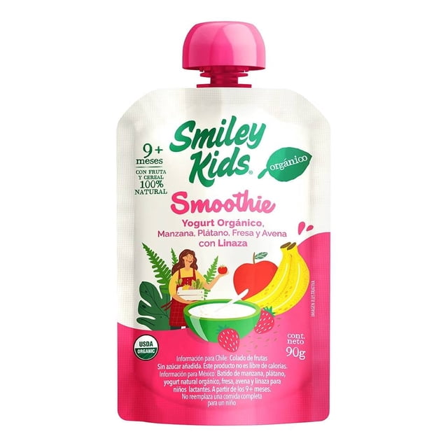 Smoothie Smiley Smiley Kids Organico Mzn platano fresa y avena
