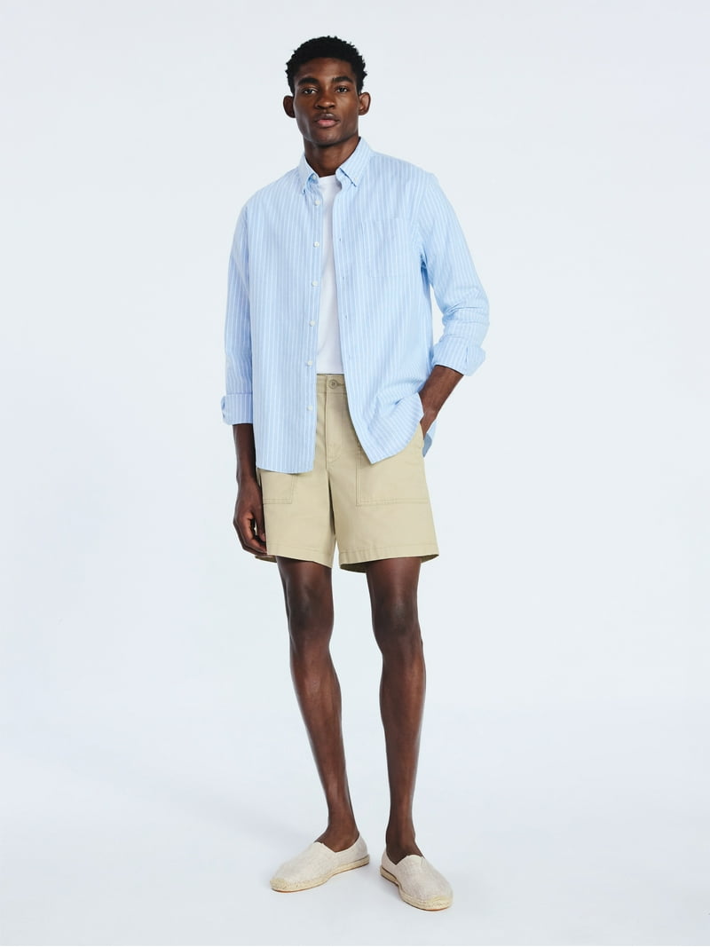 Free Assembly Men's Button Front Oxford Shirt with Long Sleeves