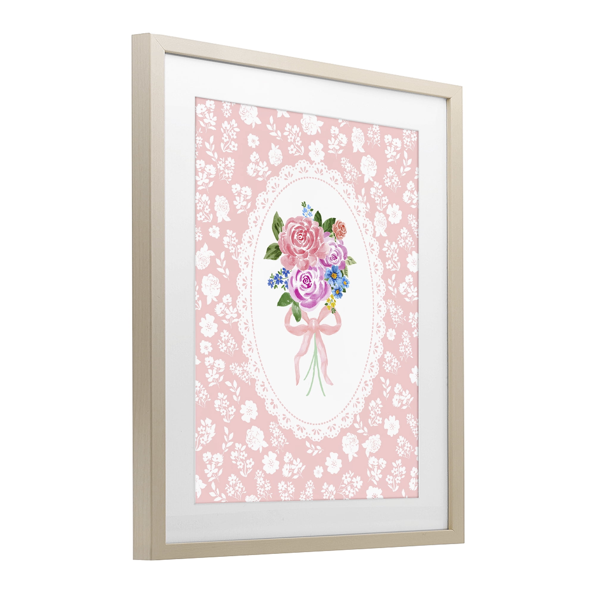 Stupell Industries Peach Feminine Bouquet Birch Framed Print Under Glass, design by Corinne Haig