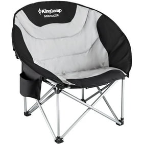KingCamp Camping Chair Oversized Padded Moon Round Saucer Chairs Camping Folding Chair Black