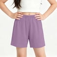 thumbnail image 7 of MGDXOX Girls Solid Color Loose Casual Shorts Elastic Waist Lightweight Breathable Shorts for Daily Outings School Playtime and Summer Wear Purple 12 Years, 7 of 7