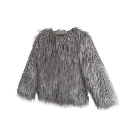

AINIYS Clearance of Deal Children s Long Sleeves Round Neck Coat Long Sleeved Bottom Layer Leather Artificialfur Black of 3