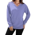 thumbnail image 3 of OutfitShow Womens Long Sleeve Sweatshirt Casual Fall V Neck Pullover Tops with Pockets,Sizes S-3XL, 3 of 8