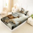 thumbnail image 4 of Castle Fairy Vintage Oil Paint Spotted Deer Twin Sheets 3pcs,Autumn Birch Creek Pine Bedding,Ochre Brown Cream,1 Fitted Sheet, 1 Flat Sheet and 1 Pillowcase, 4 of 6