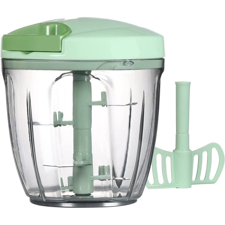Obsoorth Pull String Garlic Chopper 5 Sharp Blades Manual Onion Cutter  Dishwasher Safe Portable Hand Food Processor with Bowl for Vegetables Nuts