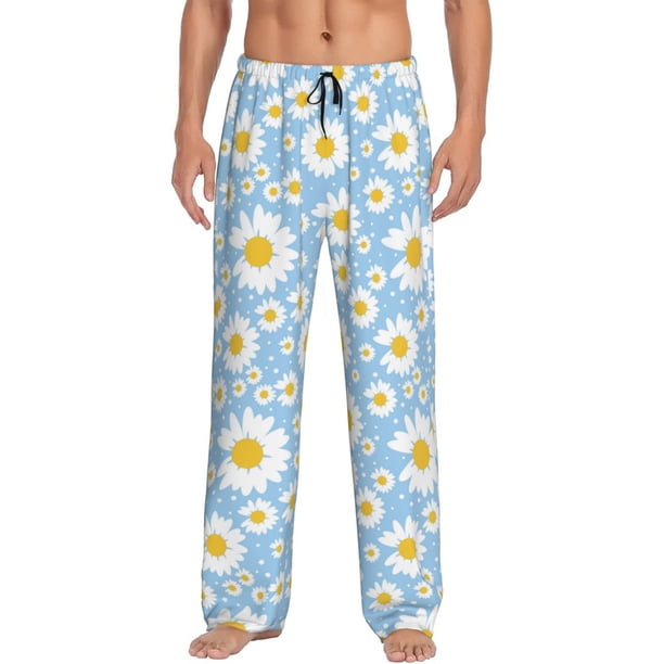 Balery Daisies Flowers Pantalones de pijama para hombre, pijama ultraligero, pantalón de descanso-X-Large