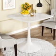thumbnail image 1 of Recaceik Square Dining Table for 2-4 Person, 32 Inches Tulip Kitchen Table with Pedestal Base for Kitchen & Dining Room Table, Mid-Century Modern in Tulip Table w/0.71" Thickened Desktop, White, 1 of 4