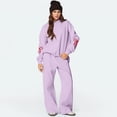 thumbnail image 6 of Bow Sweatpants Set for Women Bow Hoodie Set for Women Womens Sweatsuits 2 Piece Set Comfort Bow Hoodie Wide Leg Sweatpants Set Athleisure Sweatset Cute Matching Sweat Sets, Purple-L, 6 of 6