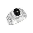 thumbnail image 5 of RYLOS Men's Rings Sterling Silver Designer Nugget Ring Oval 9X7MM Gemstone &  Diamonds  Black Star Sapphire Birthstone Rings For Man Size 11, 5 of 8