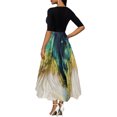 thumbnail image 3 of Fridja Lady Slim Temperament Chiffon Color Peacock Print Dress, 3 of 9