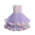 thumbnail image 5 of XEGLSBU Dresses for Girls Sleeveless Floral Dress Layered Party Tutu Skirt for Celebration ( Purple Size9-10 Years ), 5 of 6