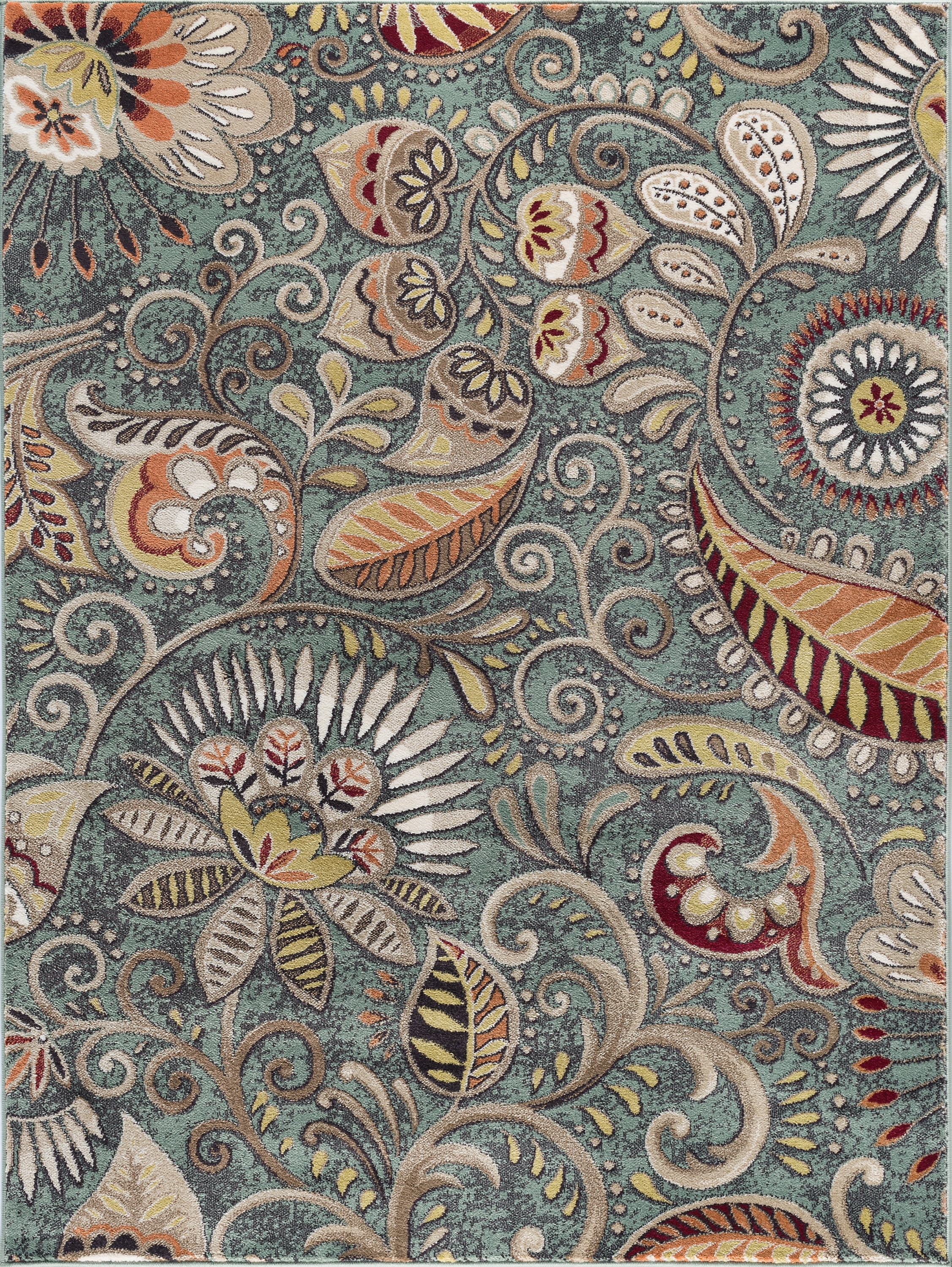 Capri Transitional 6.7' x 9.6' Seafoam and Beige Polypropylene Indoor Area Rug