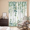 thumbnail image 3 of Sage Green Eucalyptus Leaves Kitchen Curtains 96 Inch Length, Spring Summer Botanical Grommet Top Bedroom Living Room Curtains, Light Filtering Cafe Curtain Drapes 2 Panels Set 104''x96'', 3 of 9