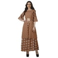 thumbnail image 1 of Moomaya Printed High Low Crop Top Kurti Palazzo Set Ethnic Indian Clothing Set For Womens, 1 of 8