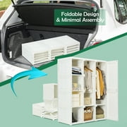 Gymax Portable Closet Clothes Foldable Armoire Wardrobe Closet w/8 Cubes Hanging Rods