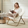 thumbnail image 5 of Folding Saucer Chair for Adults, Heavy Duty Moon Chair with Thick Cotton Padding, Foldable Papasan Chair for Bedroom, Dorm, Lounge,White, 5 of 6
