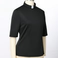 thumbnail image 4 of GRACEART Womens Church Clergy T-Shirt with Tab Collar Spring/Summer Half Sleeve Slim Blouse Top, 4 of 7