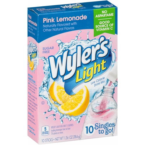 (10 Packets) Wyler's Light Pink Lemonade Sugar Free, OnTheGo, Caffeine Free, Powdered Drink