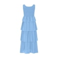 thumbnail image 4 of Ovzne Robes Grande Taille pour Femmes Courbes Robe d'Été Sans Manches Midi Col Rond Débardeur Smocké Ligne A Superposée Plage Fluide Longues Robes Maxi Grande Taille C, 4 of 5