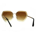 thumbnail image 4 of Squared Beveled Lens Butterfly Rimless Womens Fashion Sunglasses Brown, 4 of 4