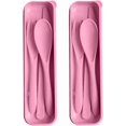 thumbnail image 1 of Shiyou-Ensemble d'Ustensiles Roses de Voyage avec Étui, 2 Ensembles d'Ustensiles Réutilisables avec Étui, Ustensiles en Paille de Blé pour Accessoires de Boîte à Lunch, Ustensiles de Camping pour Travail Ou Usage Quotidien (Rose), 1 of 4